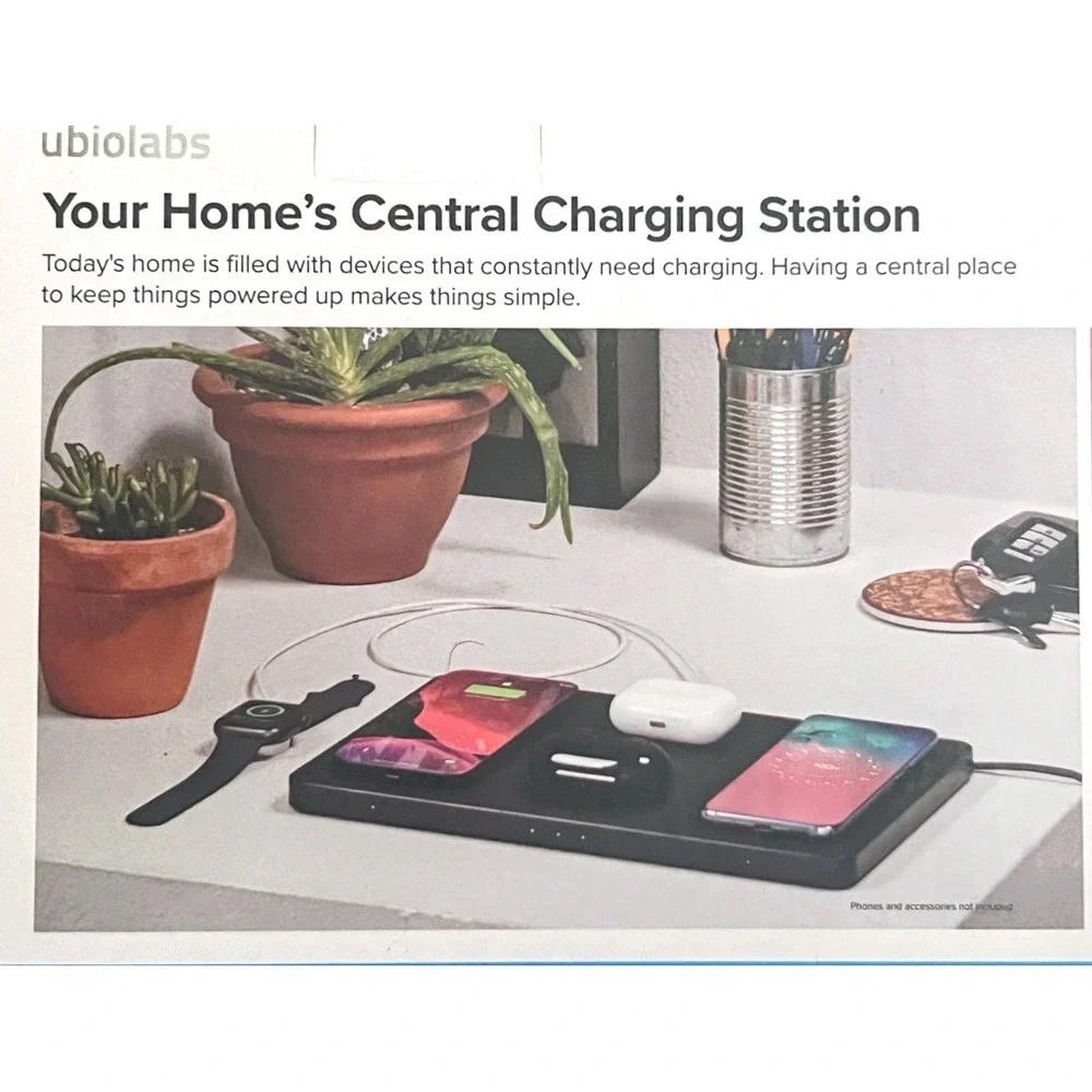UbioLabs Home Charging Center 4-in-1 Wireless Charger 15W Qi Station AWC1136 NIB
